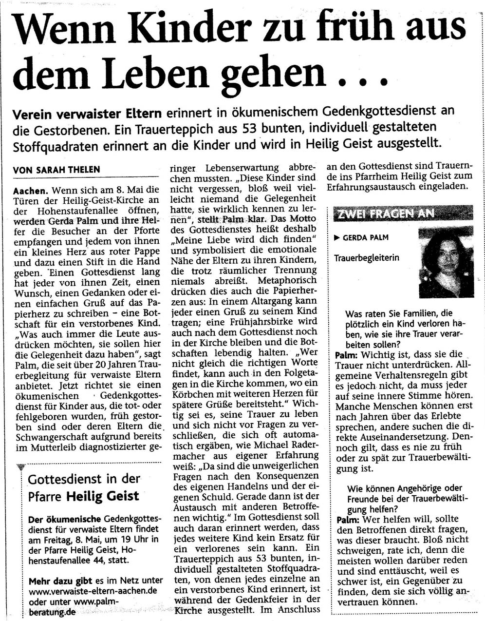 Aachener Nachrichten - 18. April 2009